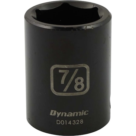 Dynamic 1/2" Drive Standard Socket, Black Phosphate, Tools 1/2" Drive 6 Point SAE, 7/8" Standard Length D014328
